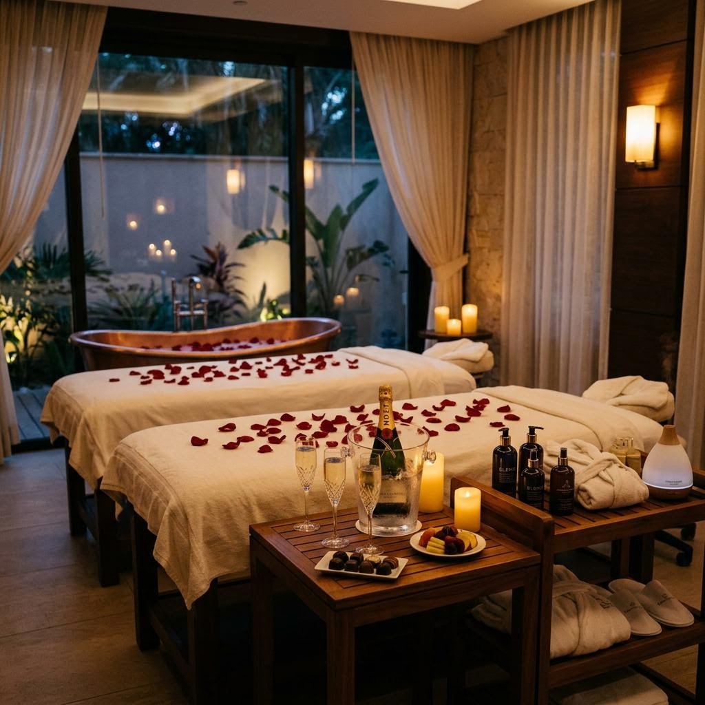 Couple massage treatment detail at Mantra Luxury Spa